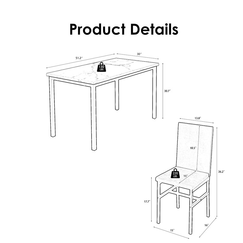 Lanaiyah 6 - Person Four Leg Base Dining Set, White