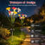 Ensemble de 2 guirlandes lumineuses solaires papillon-luciole à 6 têtes de hauteur variable, lumière chaude, résistantes aux intempéries, aux UV et à la rouille, pour la décoration de jardin, terrasse et allée.