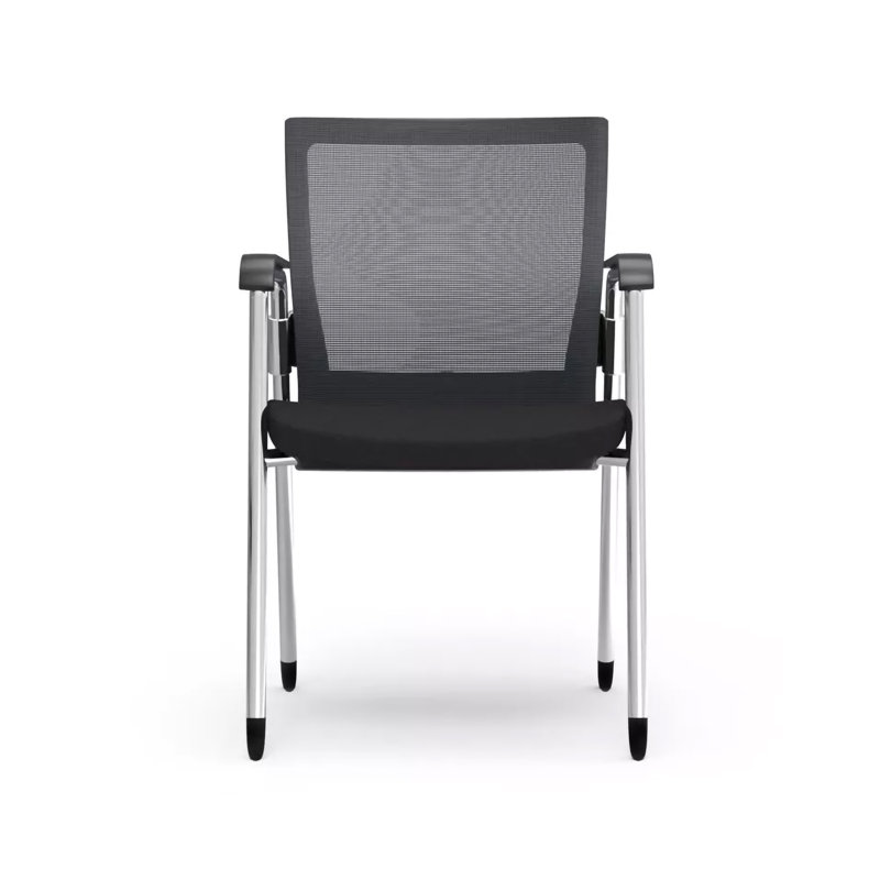 Chaise de salle d'attente en polyester 22,01 po avec structure en métal, Noir, Noir