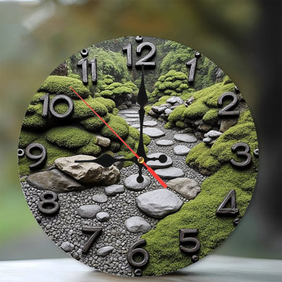 Zen Garden Stone Path Wall Clock