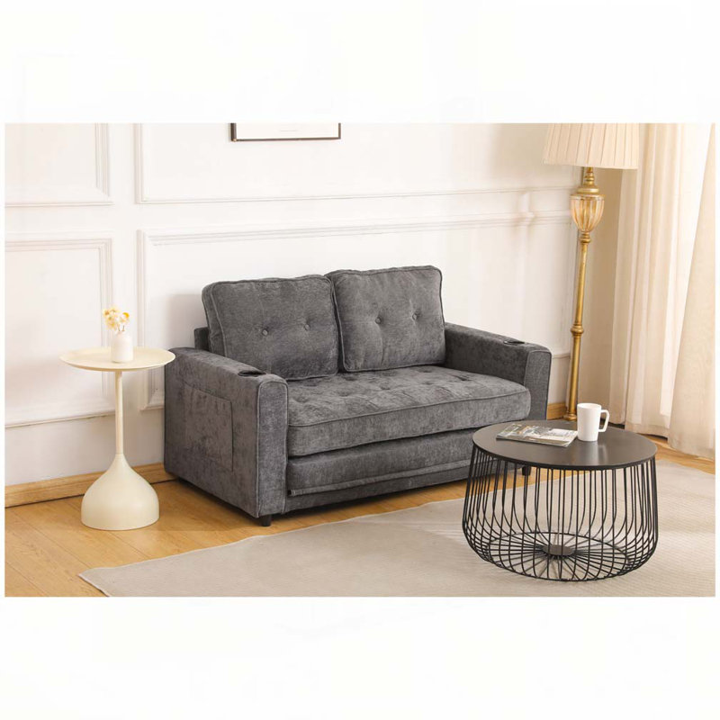 Convertible Futon Couch Sleeper Sofabed, Dark Gray