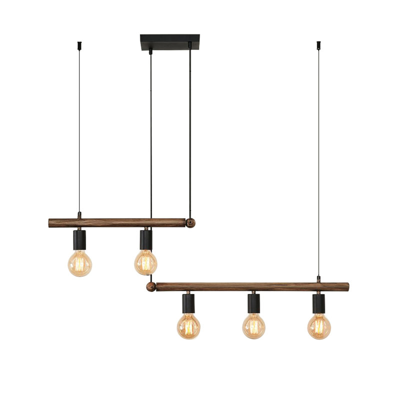 Luminaire suspendu en métal 5 pour la salle à manger - à intensité variable, cordon, finition bronze grande pièce en fer, base E26, à intensité variable