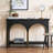 Black Wooden Console Table with Gold Accents and Arched Design for Hallway Living Room Entryway Decor