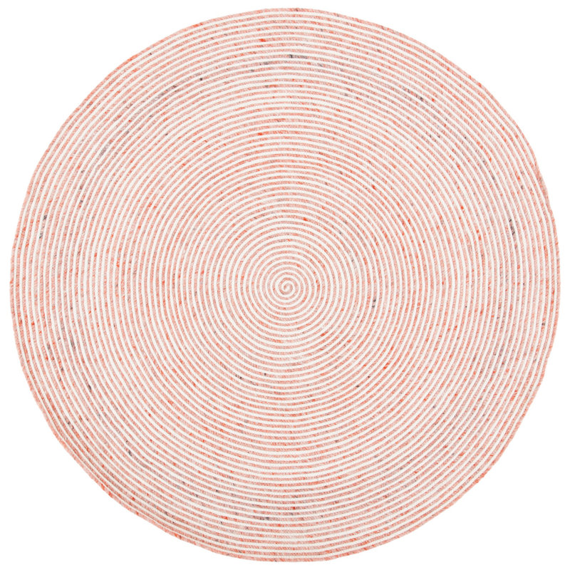 Tapis en laine / coton tissé à la main Mcbride en ivoire / rouge, Rond 3 pi