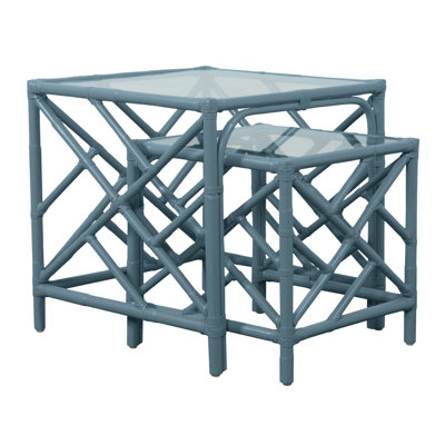 Chippendale Glass Top Nesting Tables