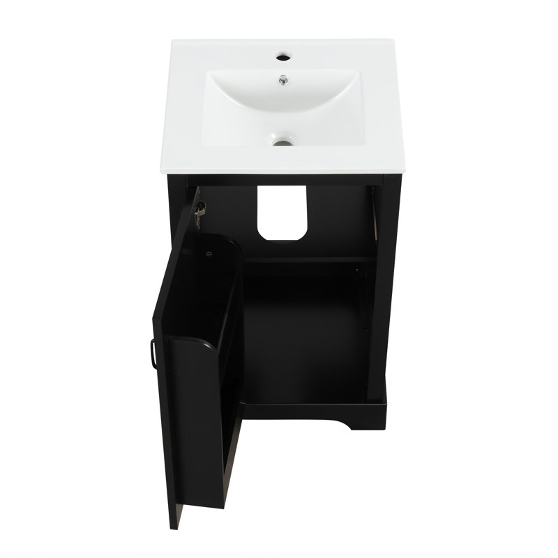  20" Bathroom Vanity with Sink, Bathroom Cabinet with Soft Closing Door, Storage Rack and Adjustable Shelve, Black