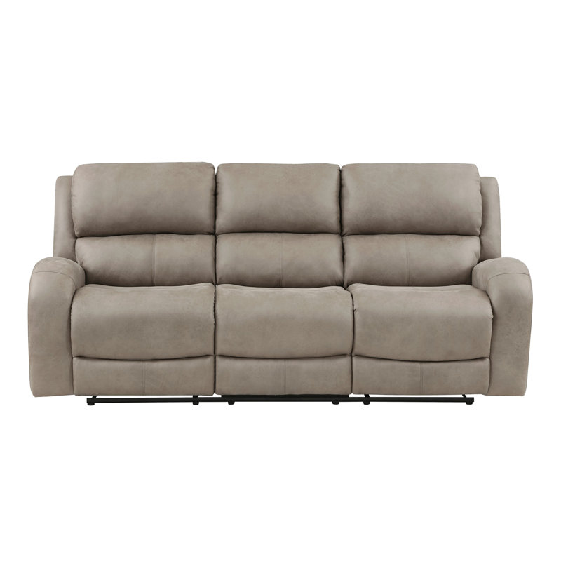Niosha 84.5" Transitional Microfiber zero clearance recliner  Manual Double Reclining Sofa with Supportive Foam & Pocket Coils and Durable Metal-Reinforced Frame