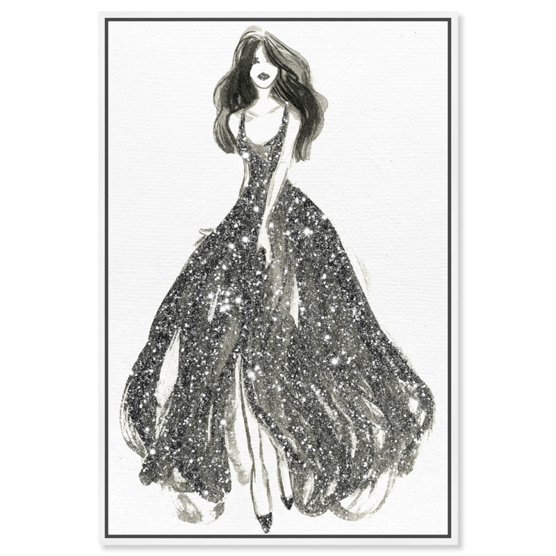«Elegant Dress Flow II», reproduction de dessin, Toile avec cadre blanc, H 36 po x l 24 po