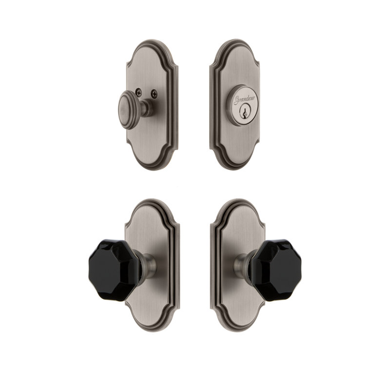 Complete Arc Entry Knob Set with Deadbolt, 2.375", Antique Pewter