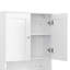 Armoire de salle de bain au-dessus de la toilette avec tablette et deux portes, rangement peu encombrant, facile à assembler - blanc