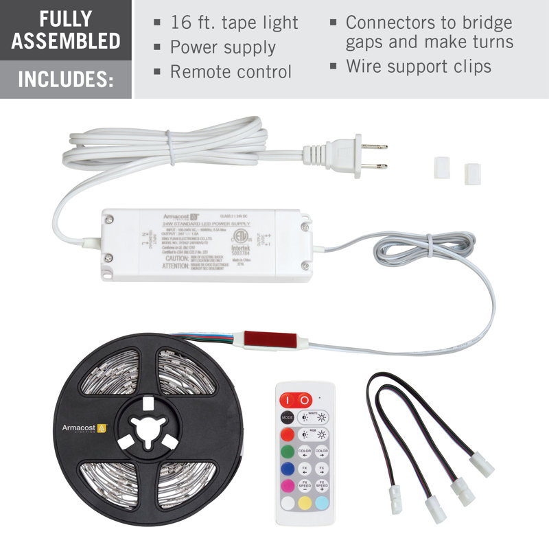 16 ft Multicolor LED Strip Light Kit with Remote