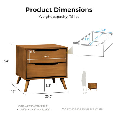 Stalter 2 - Drawer Solid Wood Nightstand
