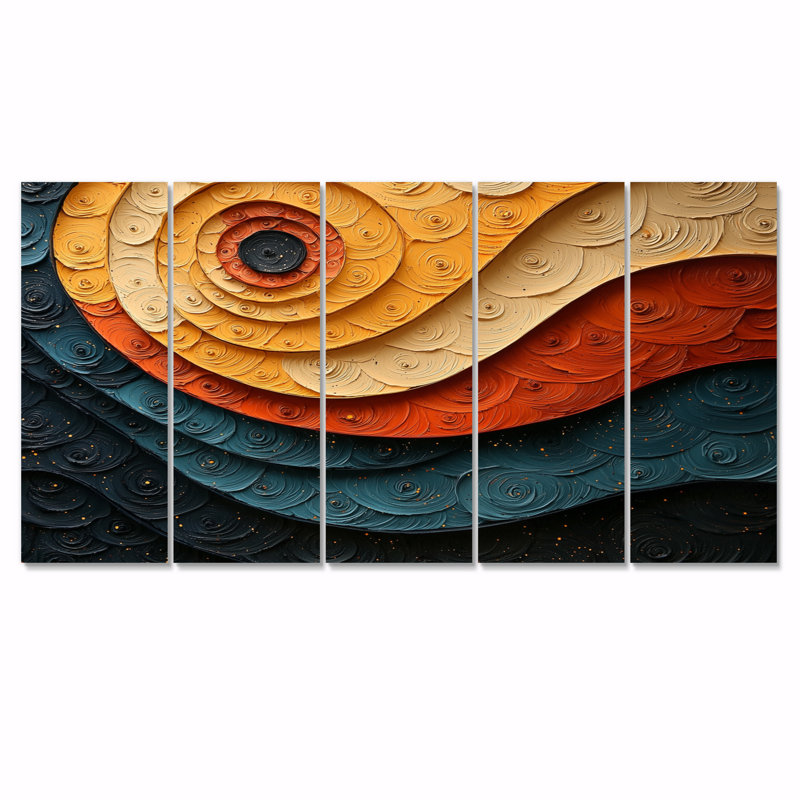 Dailon - spirales abstraites - Art mural moderne, 5, H 32 po x l 80 po