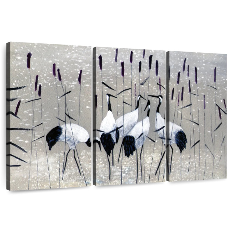 Brampt Crane Birds In The Reeds, 48" H x 74" W