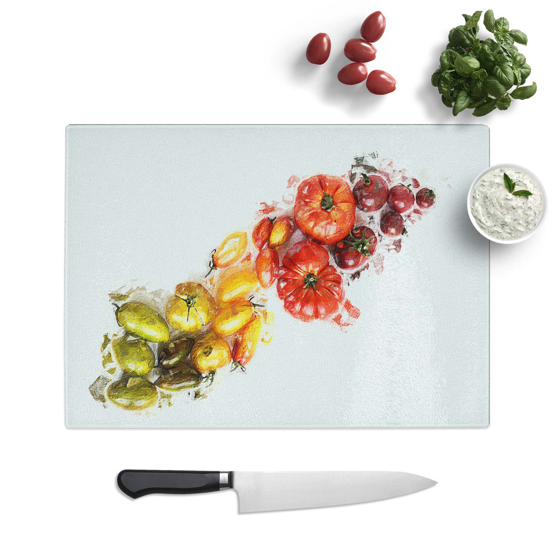Tempered Glass Vegetable Rainbow Chopping Board