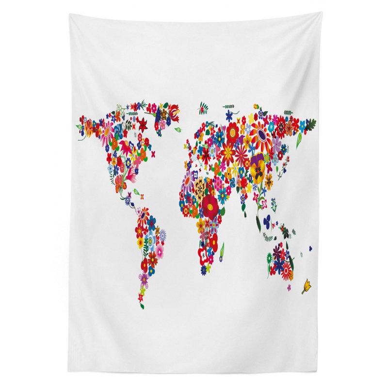 World Map Tablecloth, 70" x 52"