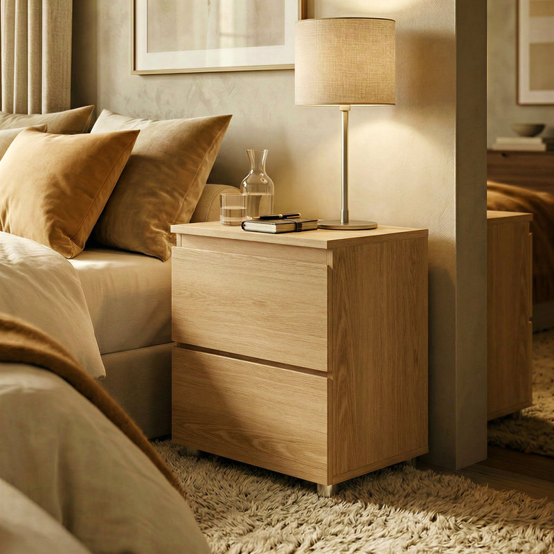 Chirokitia 15.7'' W Particle Board / Chipboard Nightstand, Natural