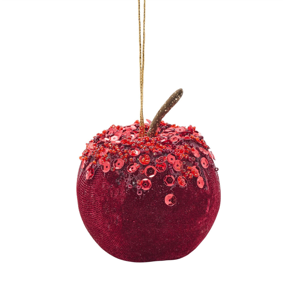 The Seasonal Gift Co. The Seasonal Gift Co Red Velvet Apple Bauble 17Cm - Image 3