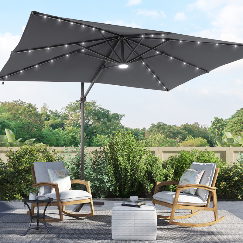 Parasol lumineux en porte-à-faux 10 pi x 8 pi Najifa, Gris foncé