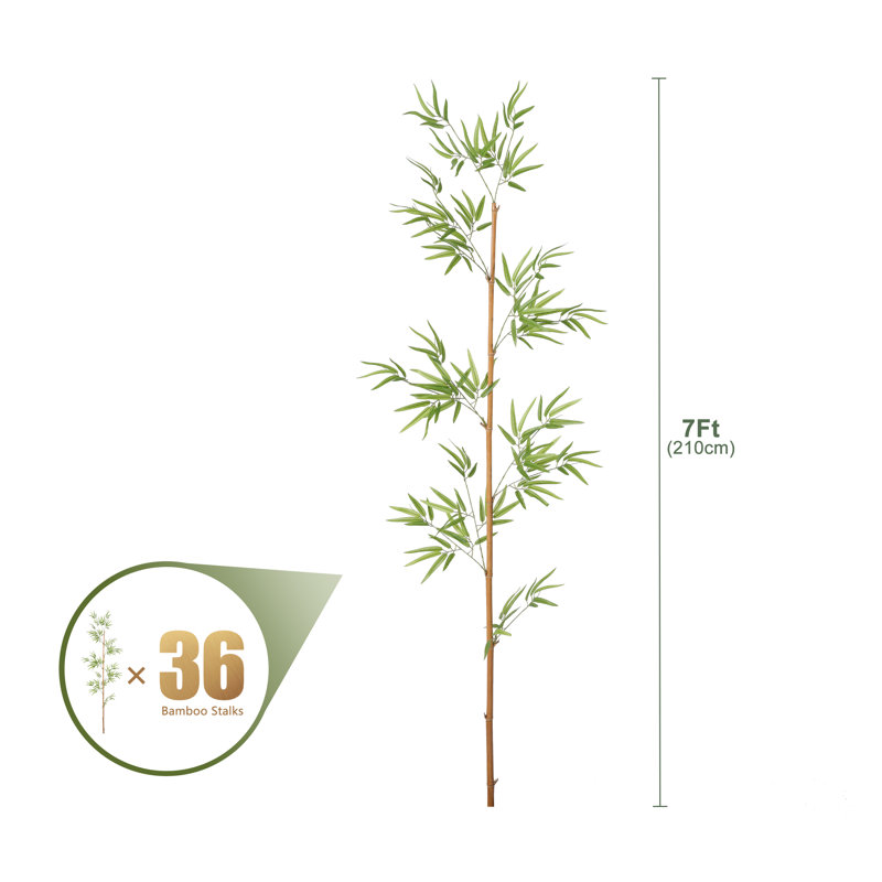 Adcock 7ft Artificial Bamboo Tree, 36 Pack Privacy Fence Decor - Real Bamboo Pole with UV Resistant Leaves, 36