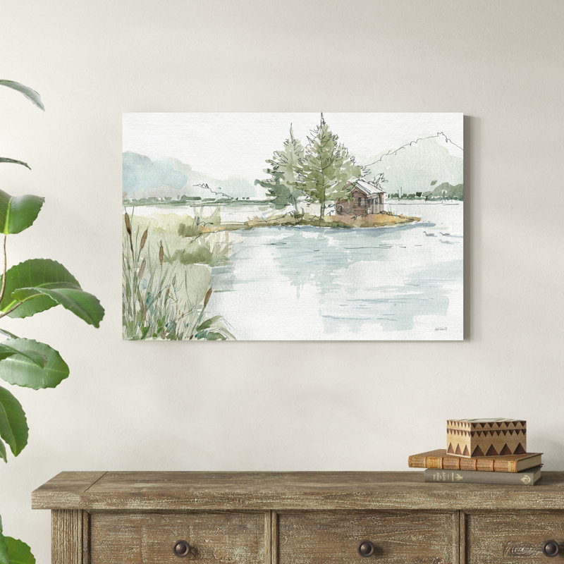 Serene Lake II, H 24 po x l 36 po, Non, Cadre doré simple