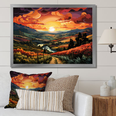 «Green Orange Vineyard Rows Of Ruby II», reproduction sur toile