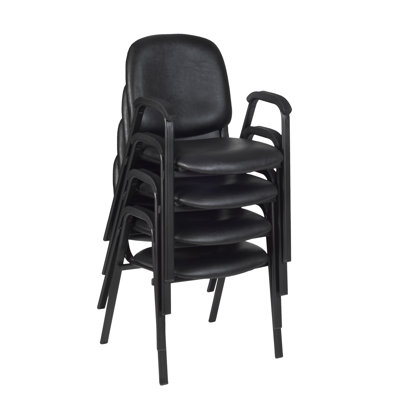 Regency Ace Vinyl Guest Stacking Chair With Arms In Black