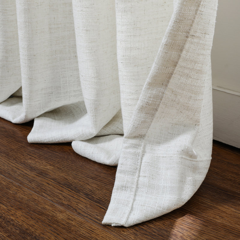 Eifa Linen Blend Room Darkening Curtain Single Panel, 56" W x 96" L, Beige/White