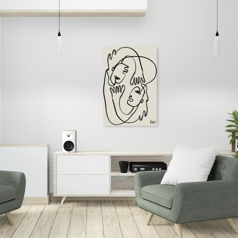 Art mural abstrait contemporain connecté, 36" H x 24" W