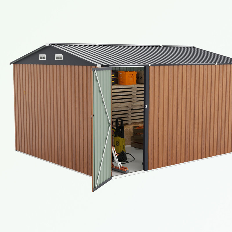 Remise de rangement extérieure avec 3 portes verrouillables, Jaune