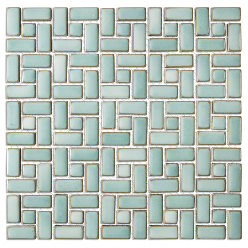 Hudson Spiral 12-5 / 8 po X 12 5/8 po Carreau de mosaïque en porcelaine, Vert