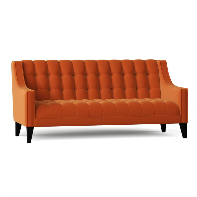 Canapé à accoudoirs encastrés, Tissu natté safran Klein, Noyer, Standard