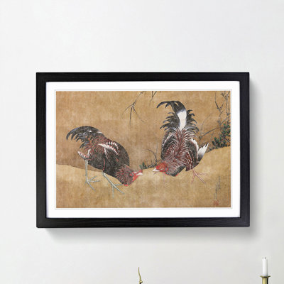 Gamecocks by Katsushika Hokusai - Framed Print