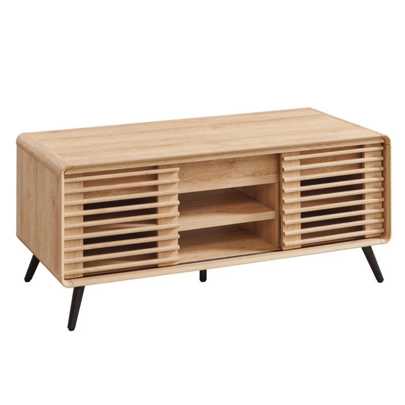 Table basse à plateau relevable avec rangement Taeven, Chêne naturel