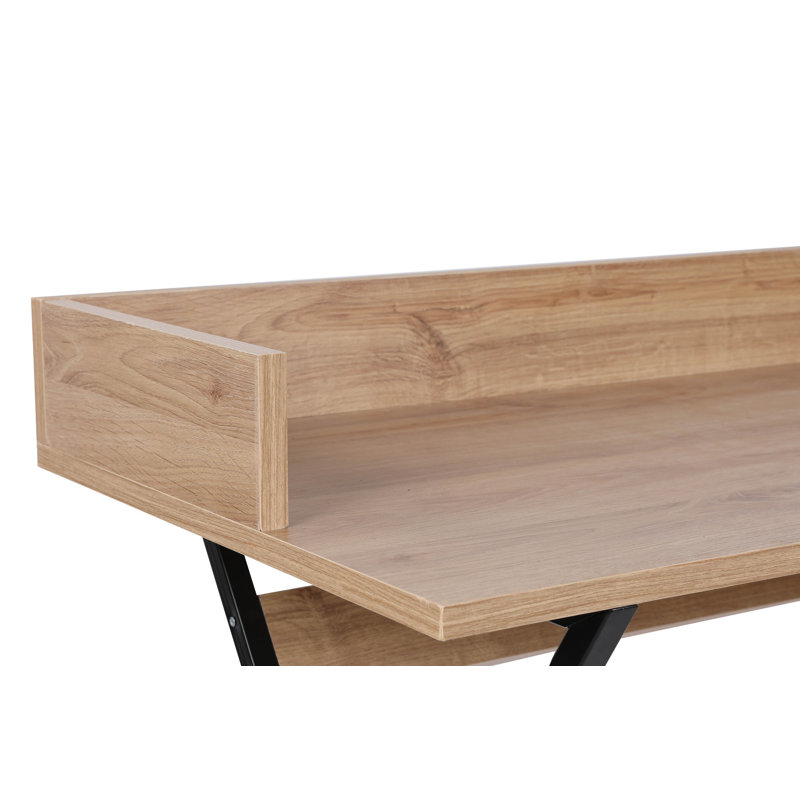 Industrial-Style Study Desk, Oak & Black, 39.4 x 19.7 x 35.4 inches | 100% Melamine Coated Particle Board, Thickness: 0.7 inches | Sturdy Metal Legs, Perfect for Home Office & Modern Workspaces, Elegant Design
