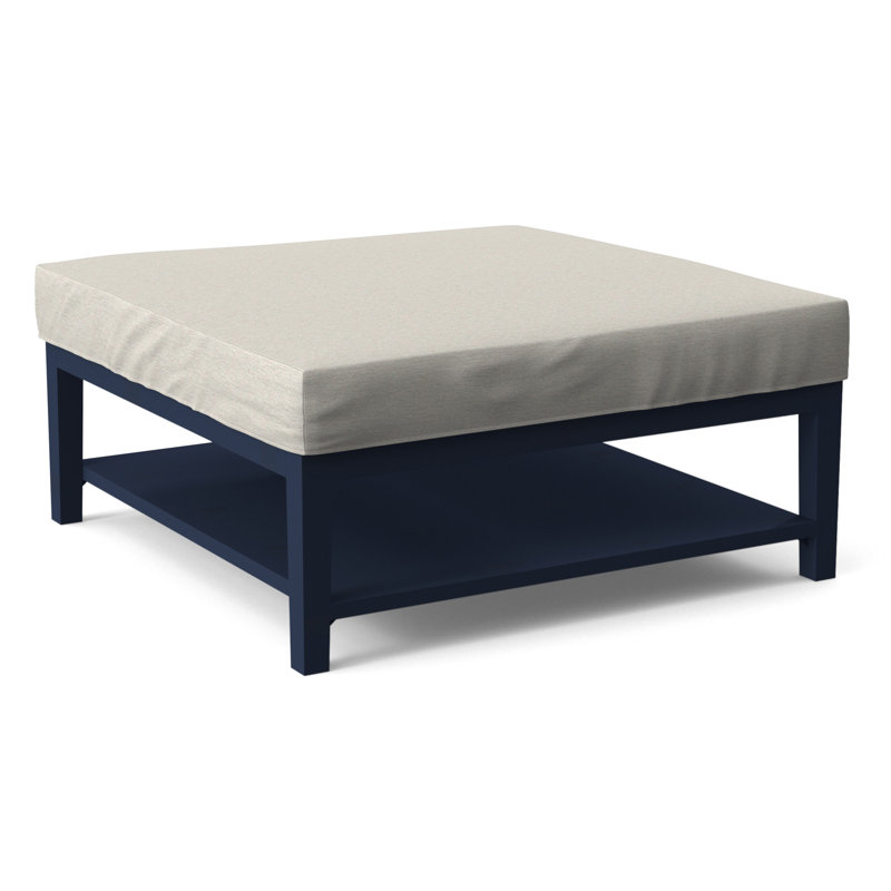 Hammond Square Ottoman, Antique Frost White Finish, White Performance Fabric; 0851-94