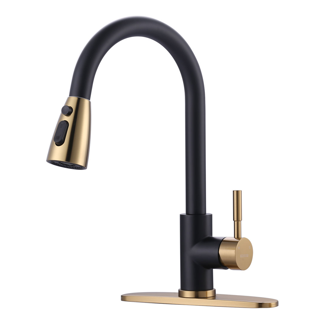 High Arc Pull Down Kitchen Faucet with Sprayer WOWOW 