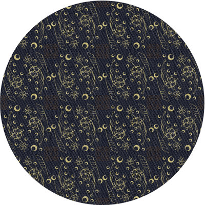 Tapis bleu/jaune à motifs