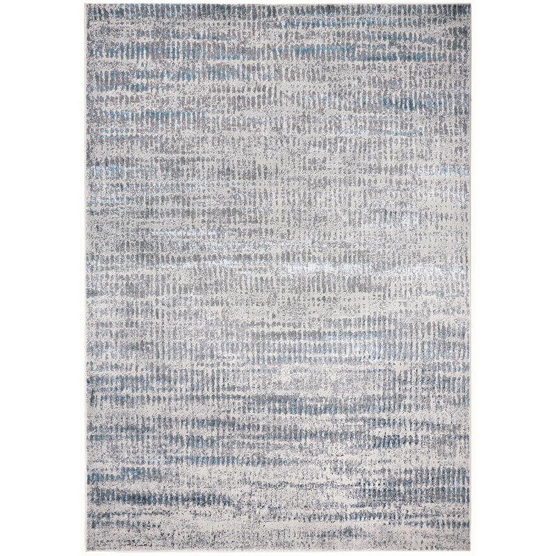Blue Abstract Reversible Rectangular Synthetic Rug 4' x 6'