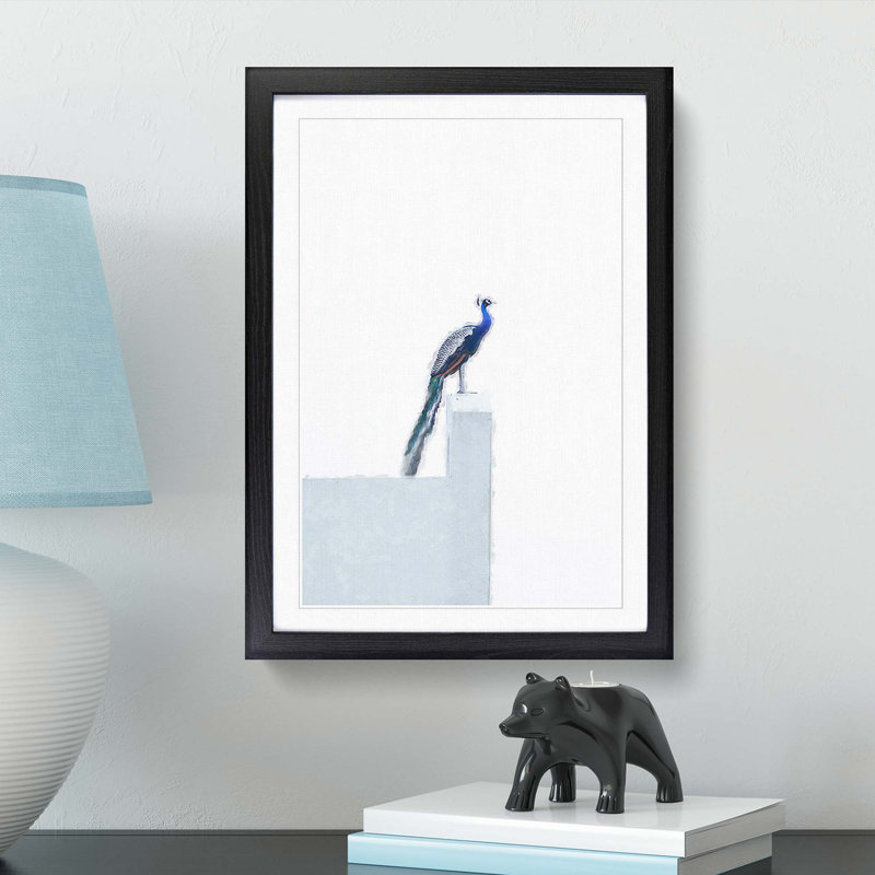 Peacock in Abstract - Picture Frame Graphic Art Print, 87cm H x 62cm W x 2cm D, Black Framed