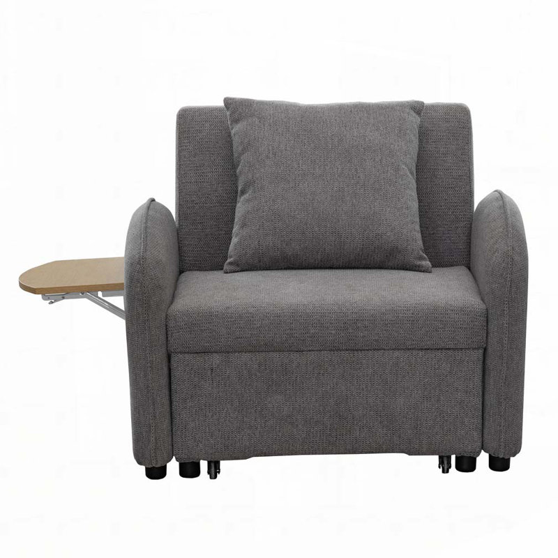 Canapé-lit convertible avec ports USB, Lin gris