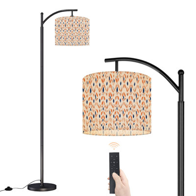 Lampe sur pied à arc avec abat-jour réglable à feuilles abstraites, tons chauds et froids, lampes sur pied à courbes douces, 3 températures de couleur, gradateur haut avec interrupteur au pied pour la chambre à coucher
