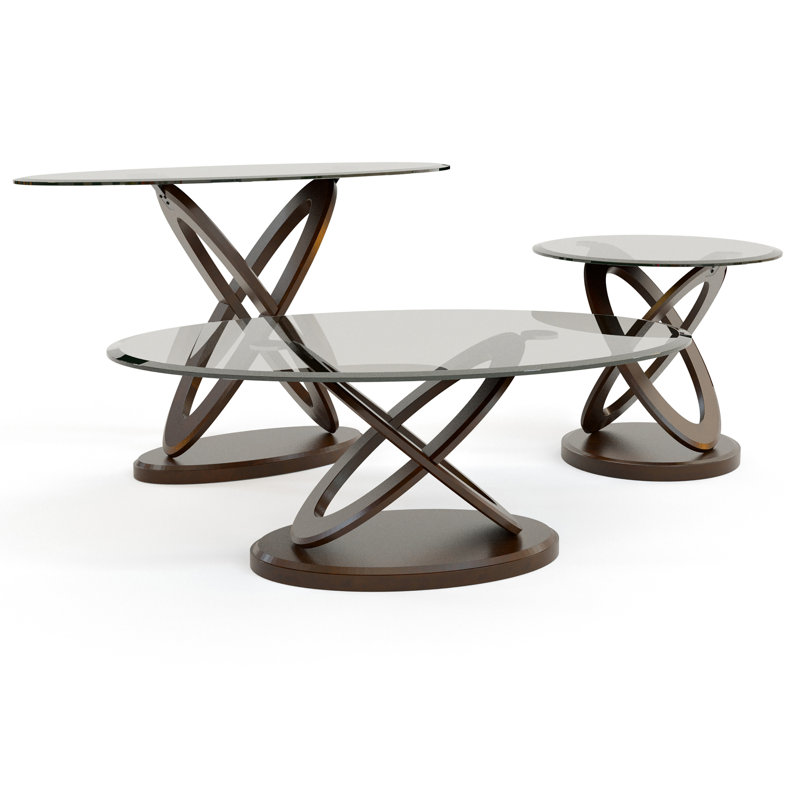 Ronks 3 - Piece Glass Top Living Room Table Set