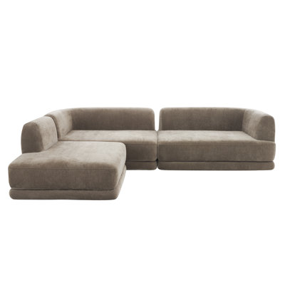 Elio 115" Modern L-Shaped Modular Compressed Sectional Sofa with Deep Seating and Chaise Lounge