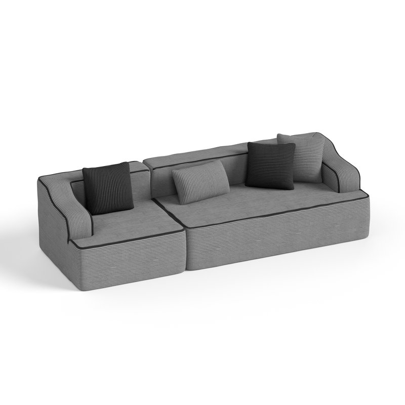 3 Seat Sectional Sofa, 267cm Wide Modern Soft Sofa Couch , No Assembly Required, For Living Room Office Apartment, Grey