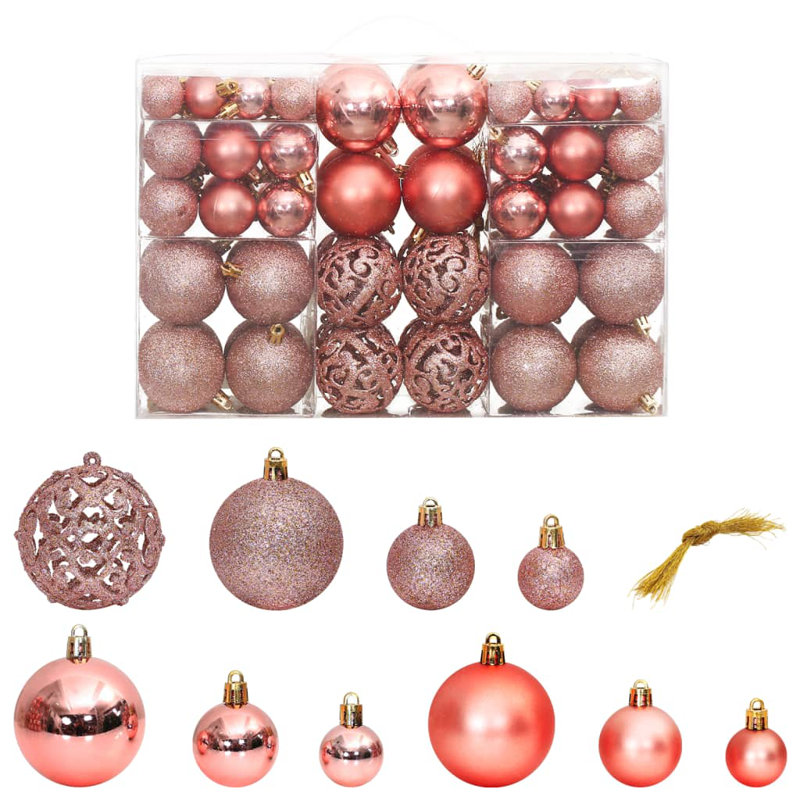 6cm Solid Colour Bauble, Pink and Rose