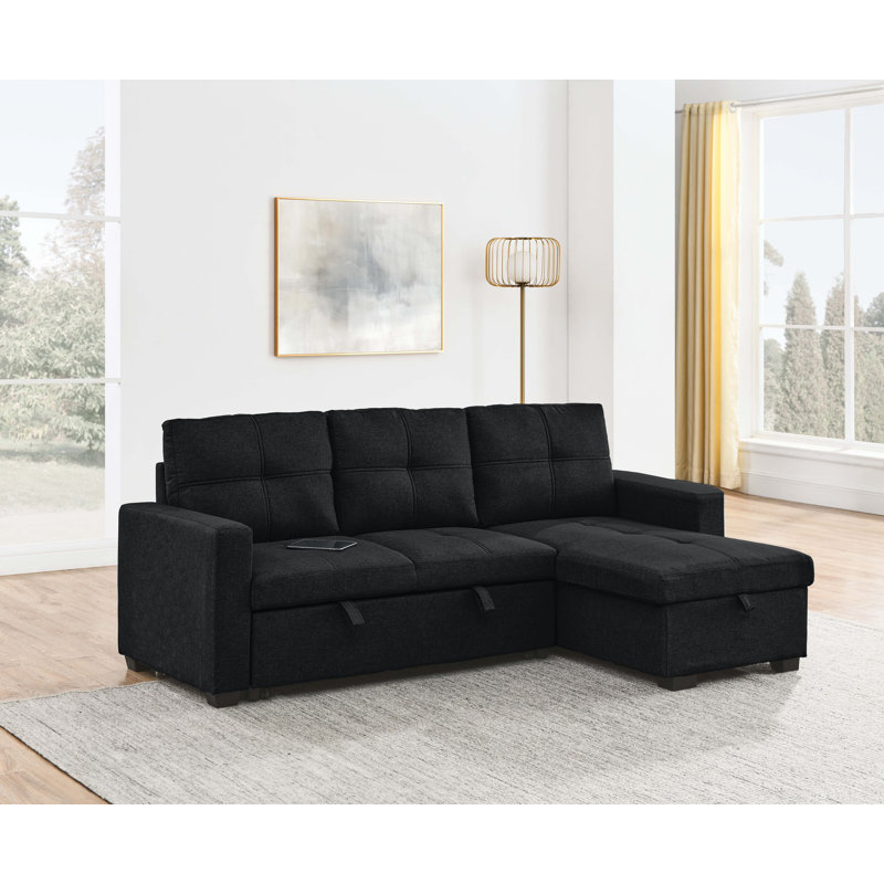 Canapé modulaire escamotable, Chenille noire Barlag