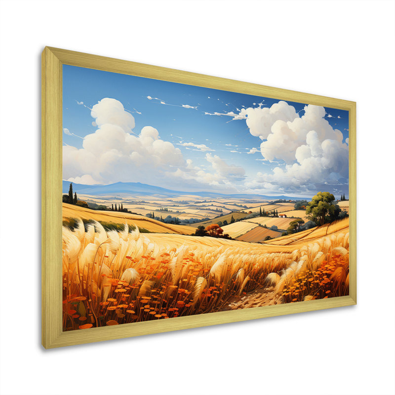 «Wheatfield On A Summers Day», impression sur toile, Cadre doré à une seule photo, H 24 po x l 32 po x P 1 po