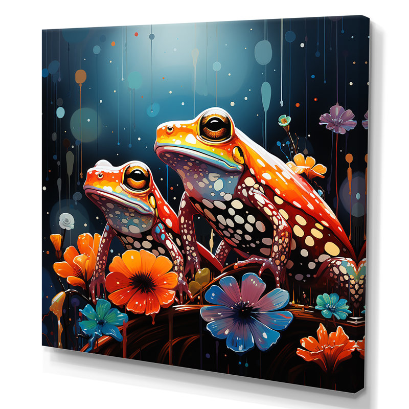 «Couple Toads At The Night», reproduction sur toile, Toile tendue, H 36 po x l 36 po x P 1,5 po