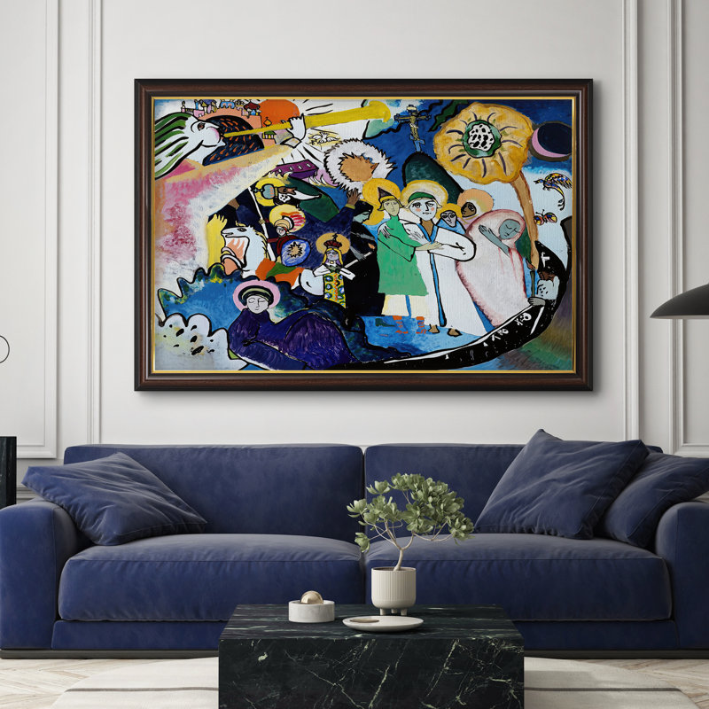 «All Saints Day I» - Wassily Kandinsky - Toile encadrée sur mesure, 28 po x 40 po, Framed Canvas, Walnut Gold Lip